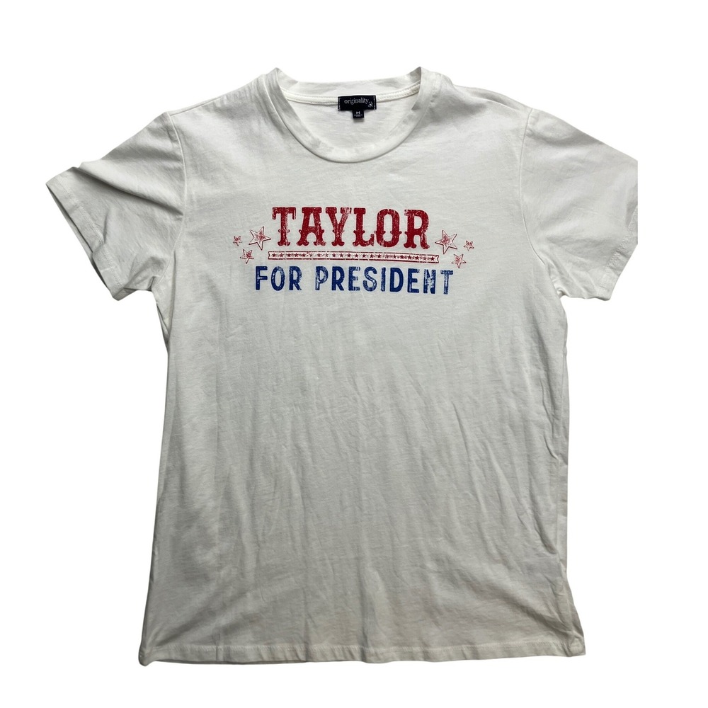 Originality Womens T Shirt Taylor For President Graphic Tee White‎  M Made USA